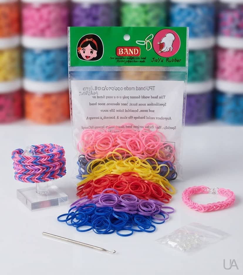Children's Silicone Hair Bands Multicolor Pack Yellow Pink Red Blue Black 3
