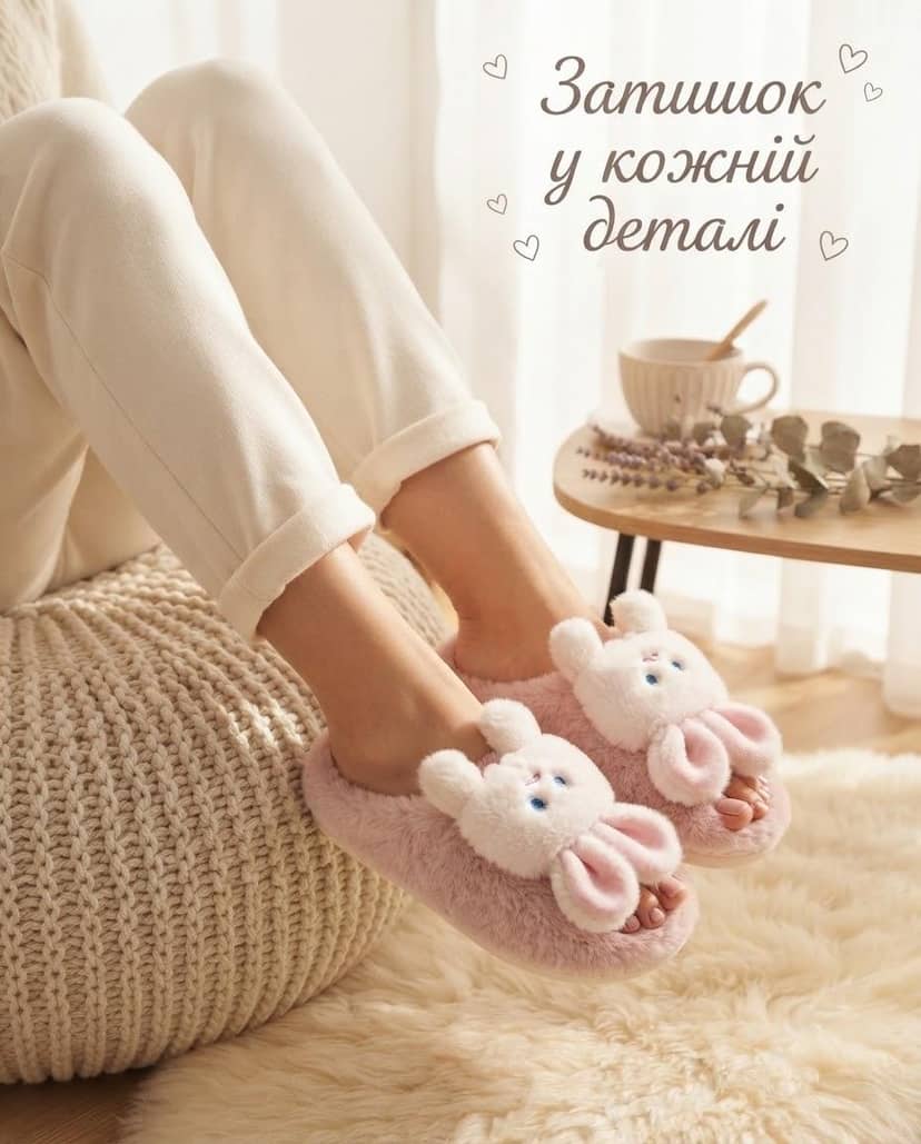 Children's Pink Bunny Slippers One Size 4