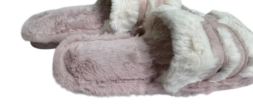 Women's Open Slippers Pink with White 3