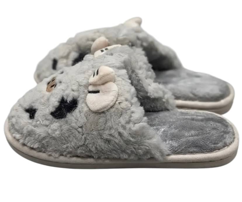 Women's Light Gray Slippers with Ears One Size 3