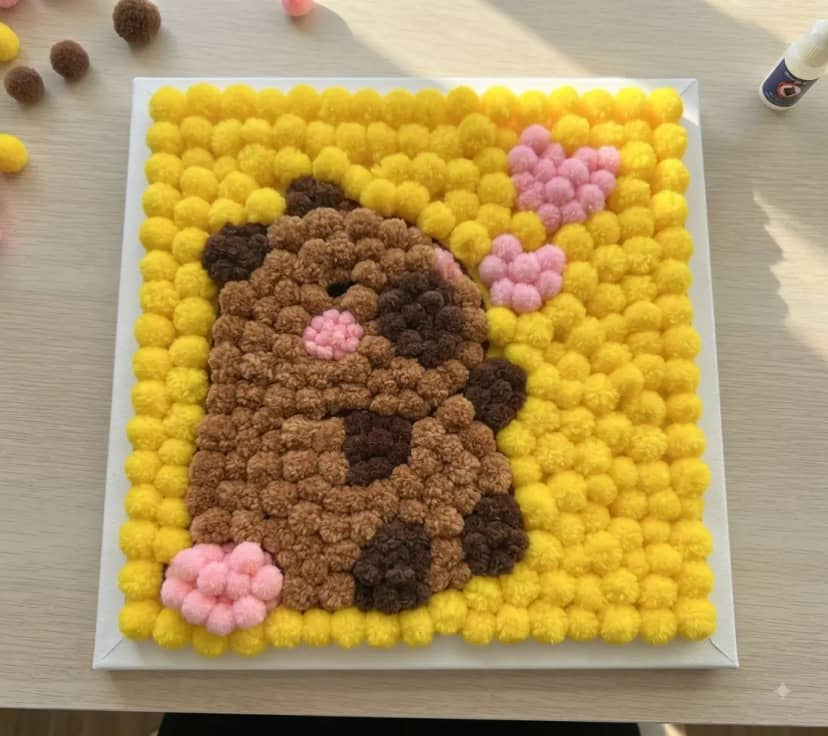 Pom-Pom Picture Capybara with Hearts 22x22 4