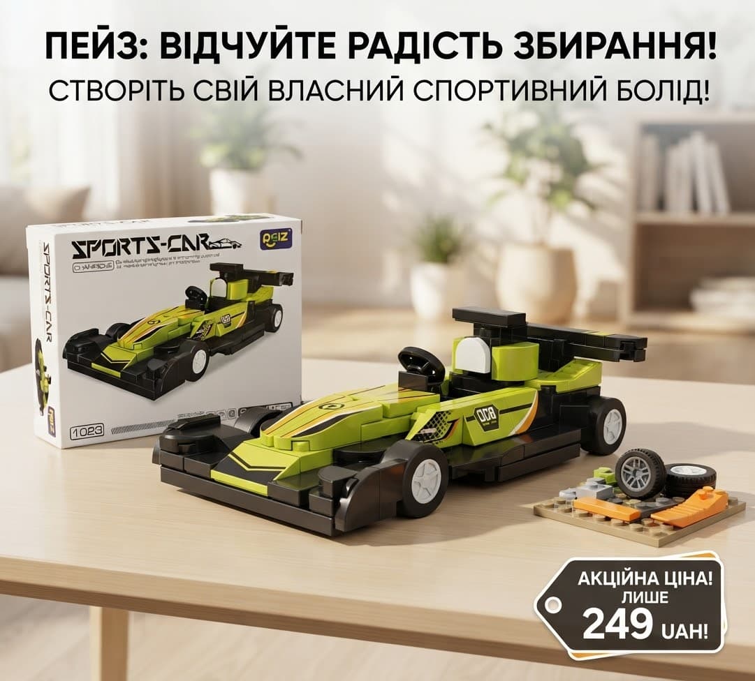 Конструктор 1021-1028 від 106 деталей SPORTS-CAROCIZ машинка зелена 2