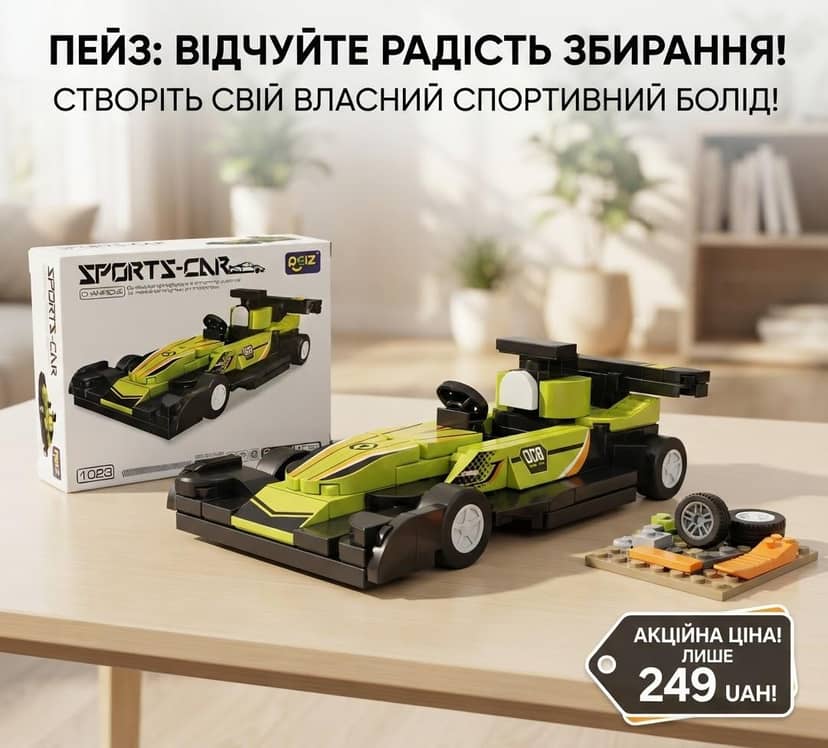 Конструктор 1021-1028 від 106 деталей SPORTS-CAROCIZ машинка зелена 2