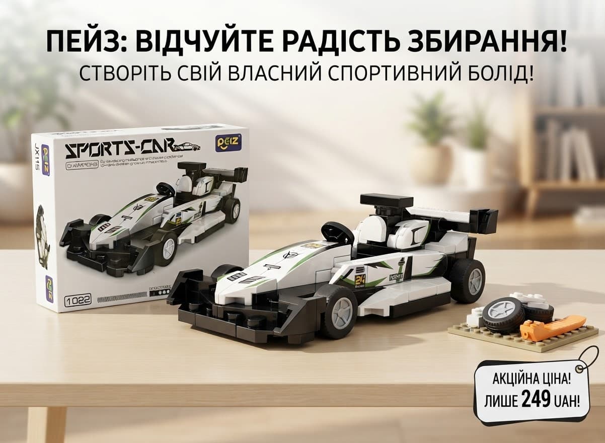 Конструктор 1021-1028 від 106 деталей SPORTS-CAROCIZ машинка біла 2
