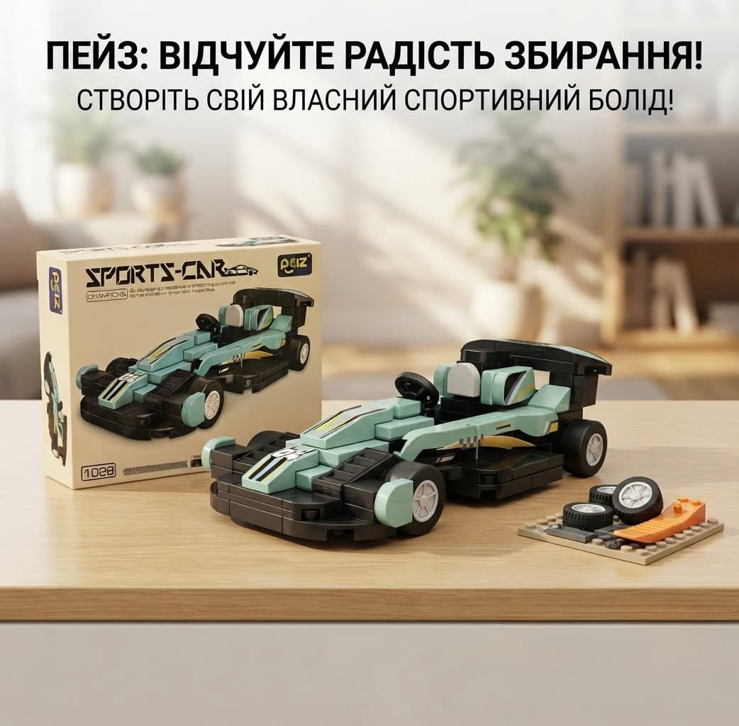 Конструктор 1021-1028 від 106 деталей SPORTS-CAROCIZ машинка бірюзовий 2