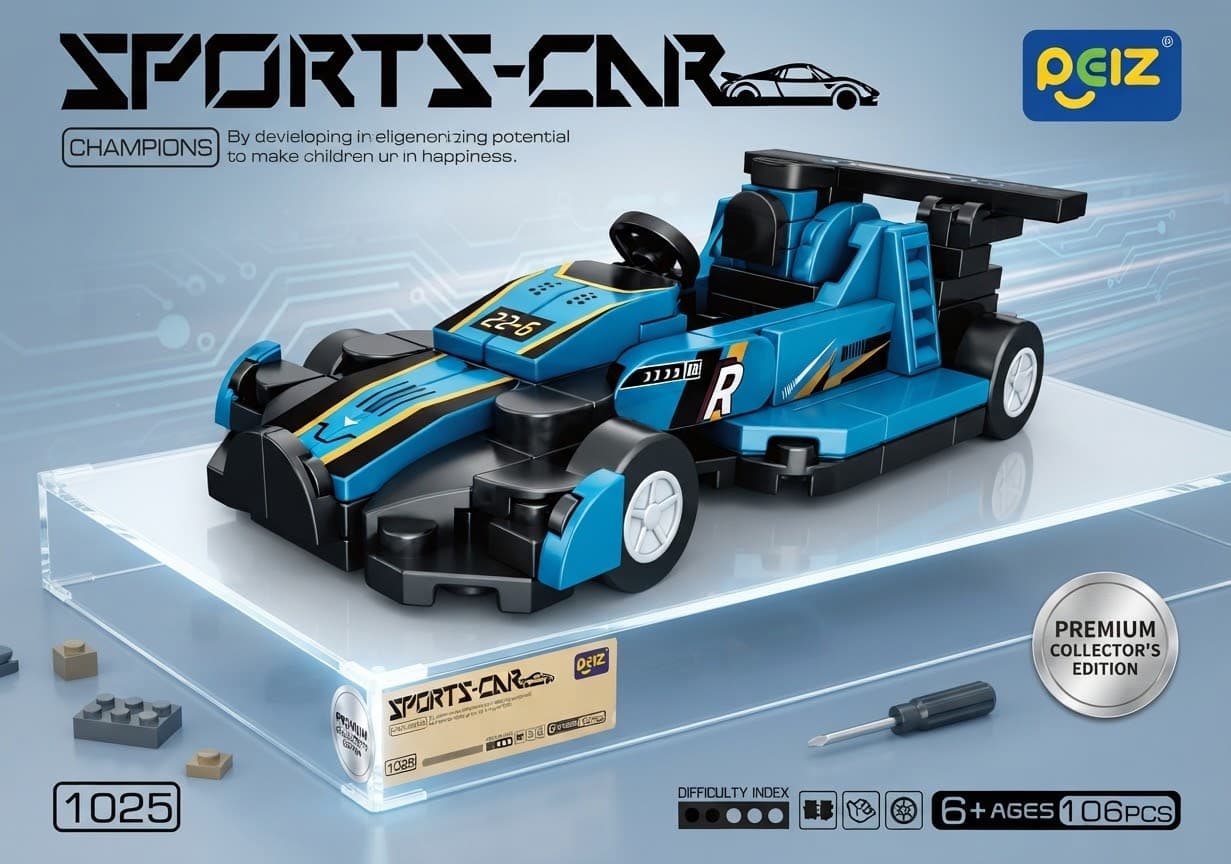 Конструктор 1021-1028 від 106 деталей SPORTS-CAROCIZ машинка блакитний 2