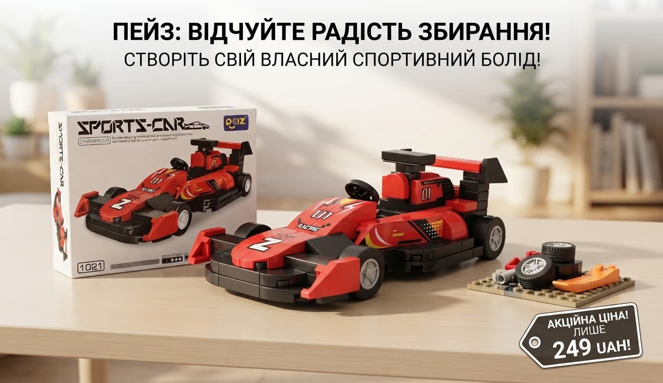 Конструктор 1021-1028 від 106 деталей SPORTS-CAROCIZ машинка червона 2