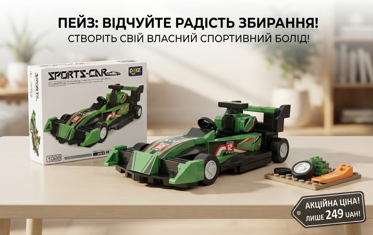 Конструктор 1021-1028 від 106 деталей SPORTS-CAROCIZ машинка зелений 3