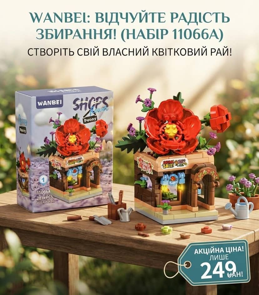 Конструктор 11066В від185 деталей коричневий червоні квіти 1 2