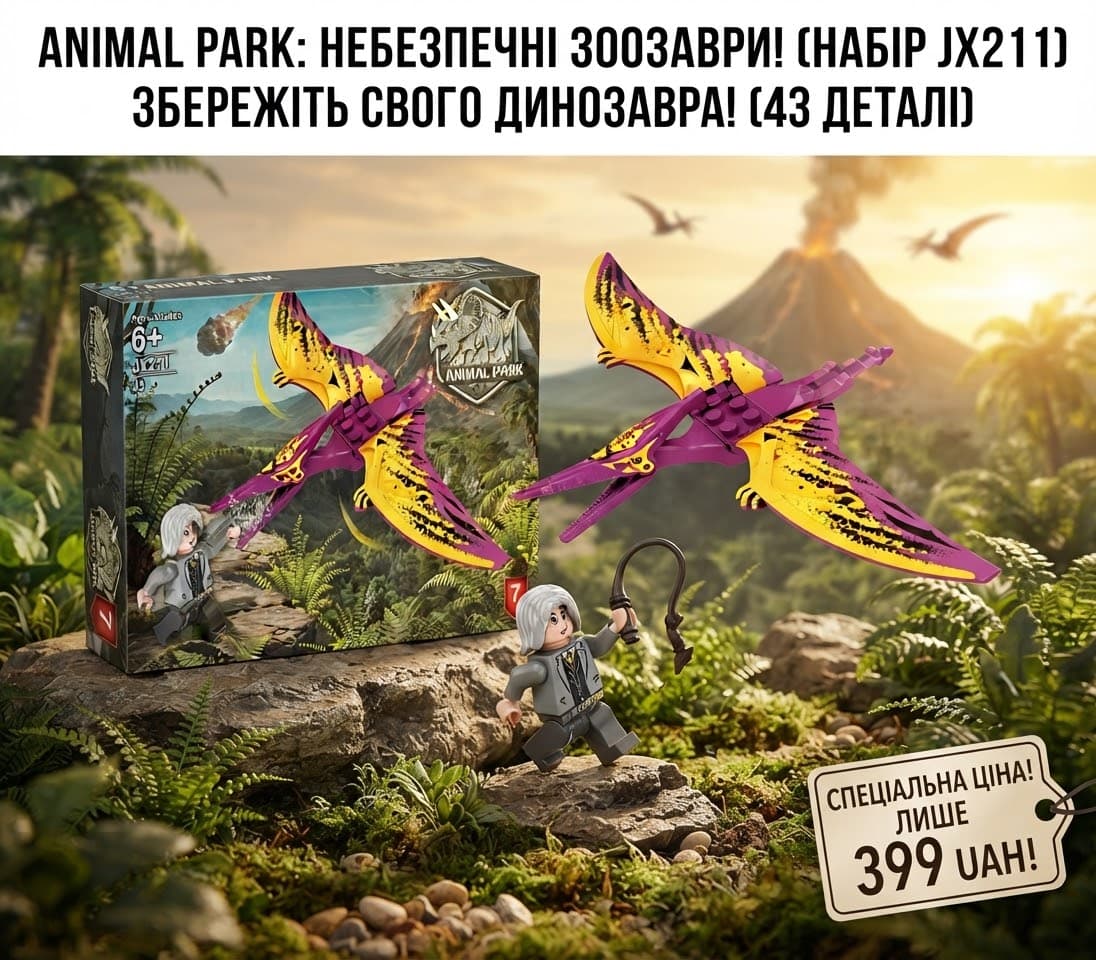 Конструктор JX211 від 43 деталей фіолетовий динозавр 7 4