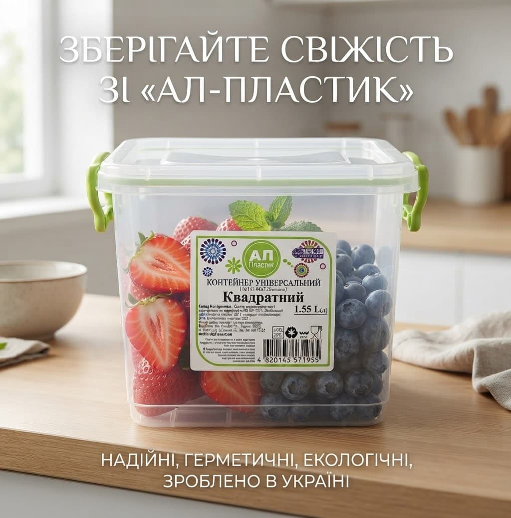 Контейнер квадратний 1,55л 2