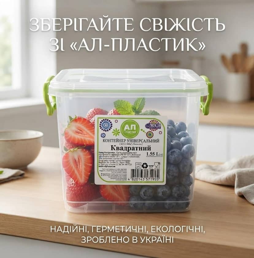 Контейнер квадратний 1,55л 2