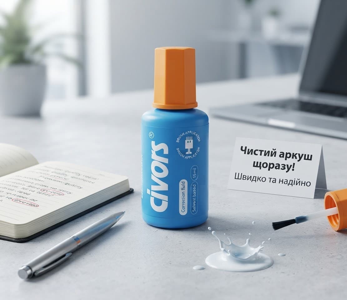 Коректор з пензликом 15мл-8149 блакитна баночка 2