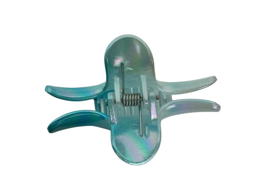 Iridescent Star Hair Claw Clip 6.5cm Blue with White 382-5 2