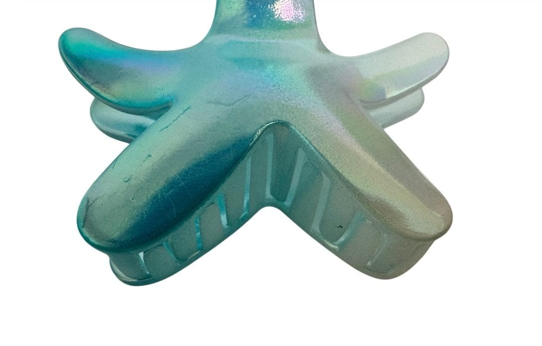 Iridescent Star Hair Claw Clip 6.5cm Blue with White 382-5 3
