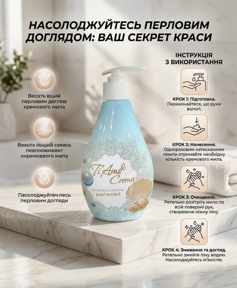 Крем-мило космет рідке “З екстрактом перлин” ТМ 3