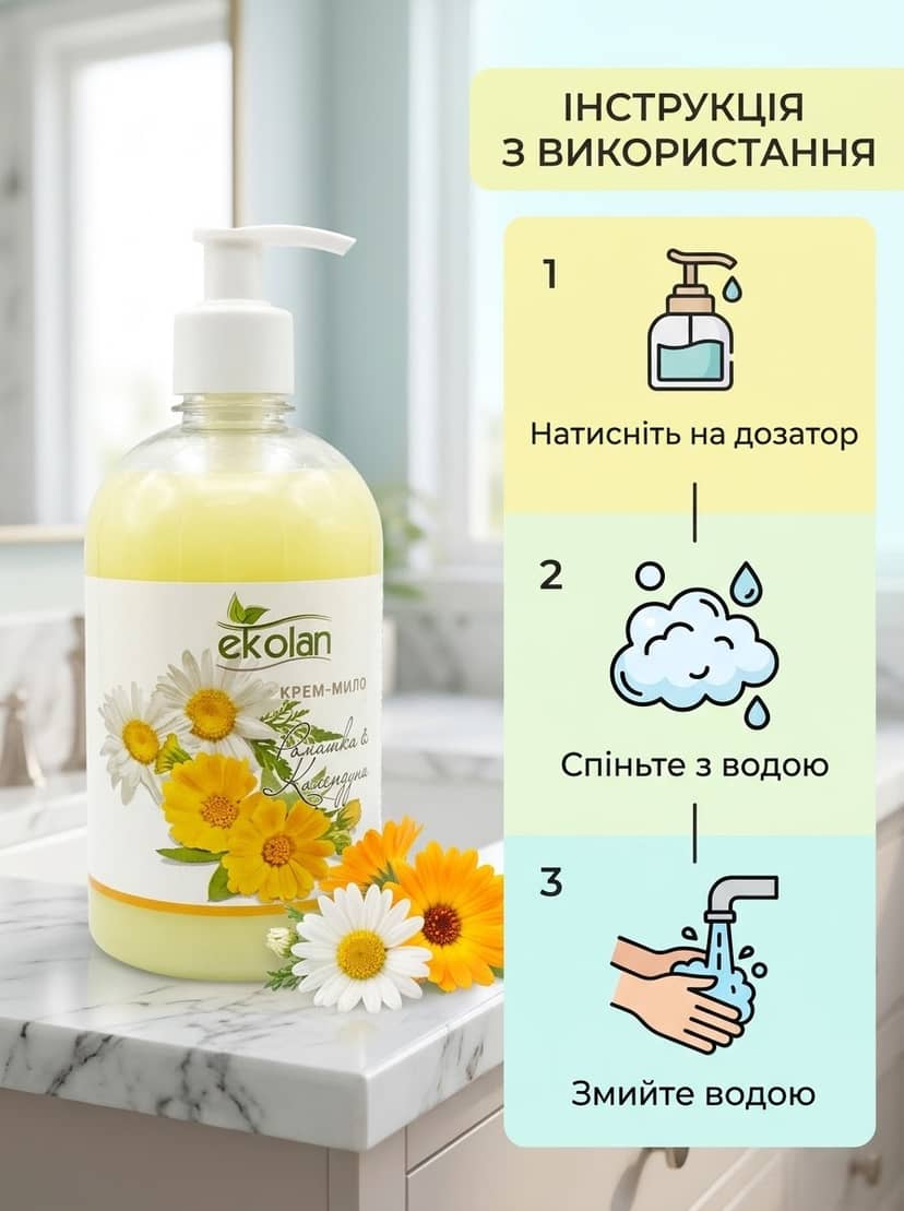 Крем-мило Ромашка-Календула ТМ Ekolan 500г 2