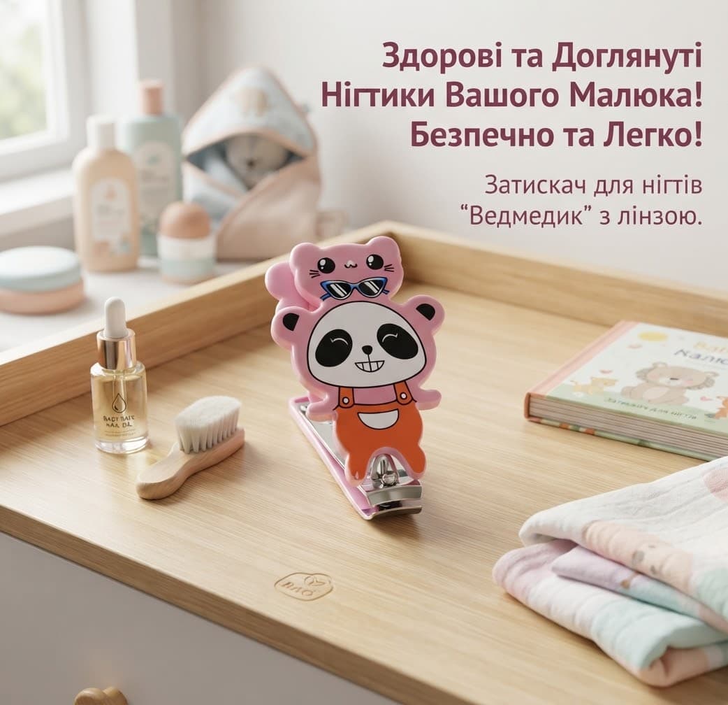 Кусачки дитячі кріпсер мордочки рожевого кольору панда 2