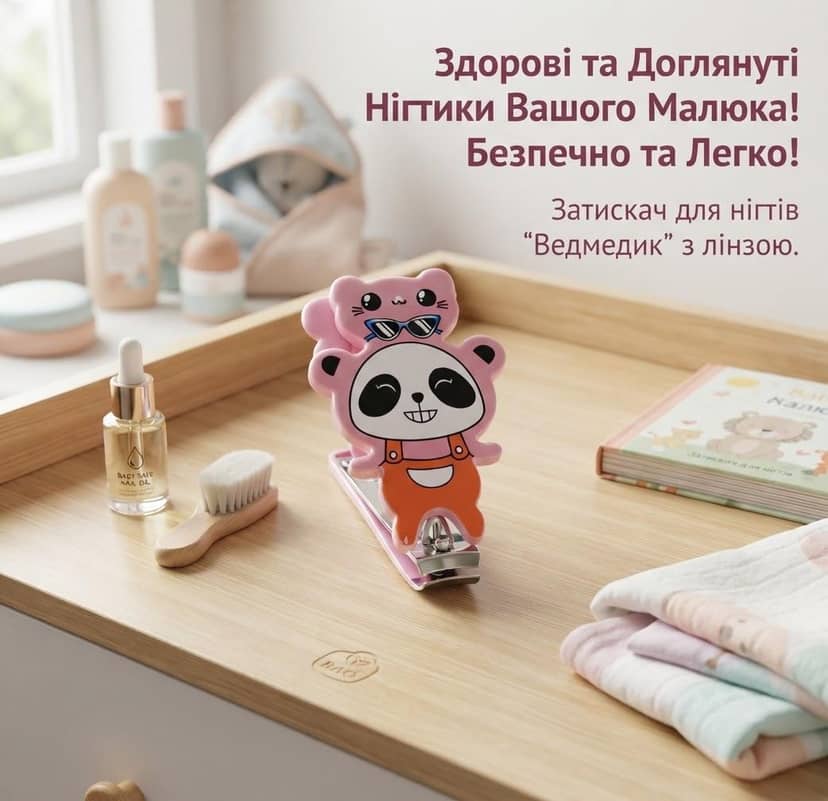 Кусачки дитячі кріпсер мордочки рожевого кольору панда 2