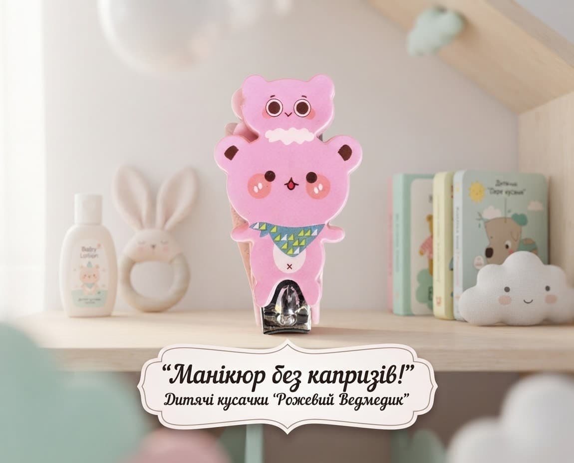 Кусачки дитячі кріпсер мордочки рожевого кольору ведмедик 3