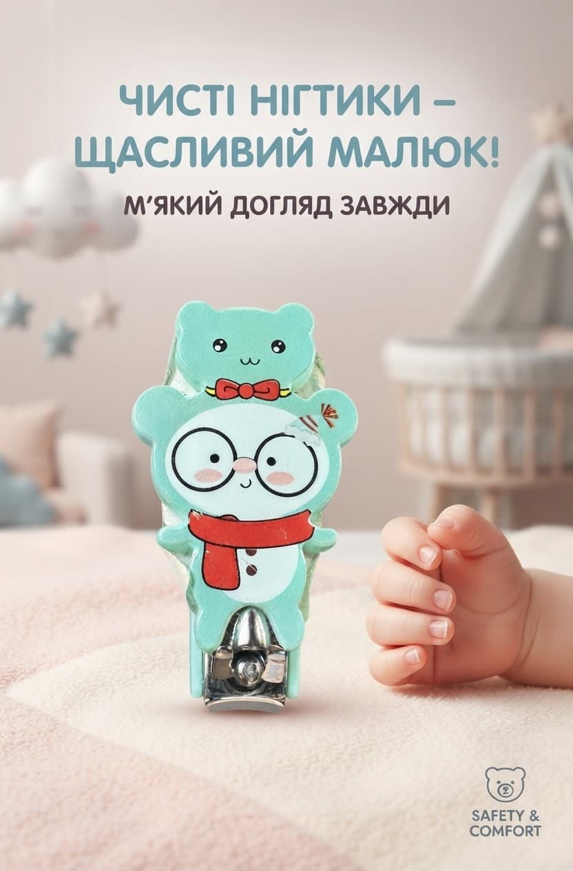 Кусачки дитячі кріпсер мордочки ведмедик бірюзовий 2