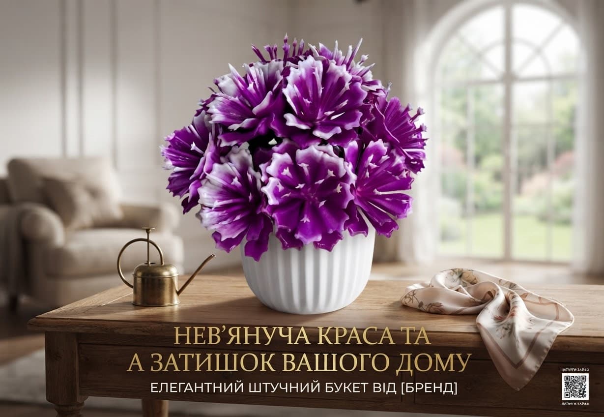 Квітка декор горщ 253-5 фіолетовий 3