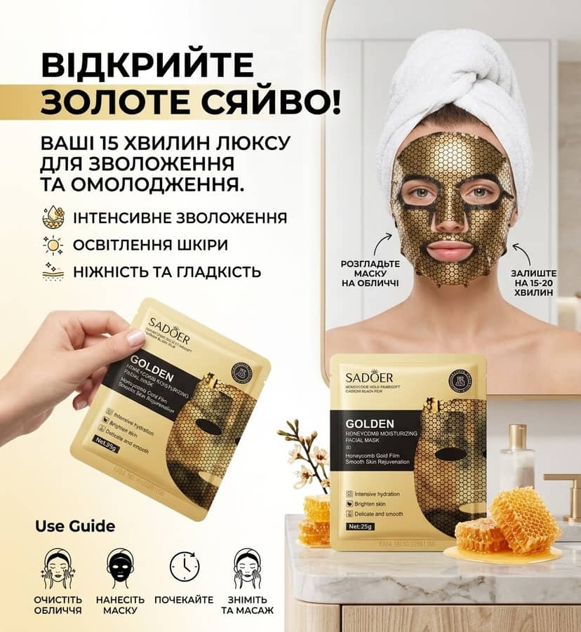 Маска тк SADOER золото мед GOLDEN 3