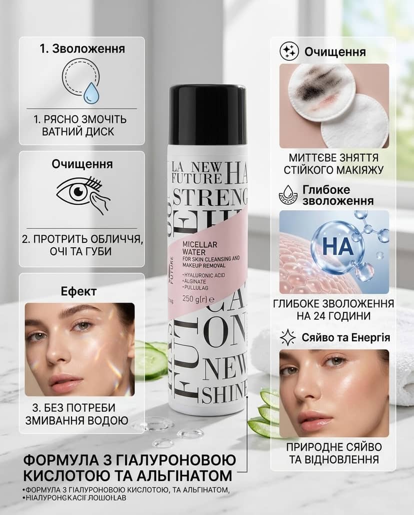 Міцелярна вода для очищення шкіри та де макіяжу 2