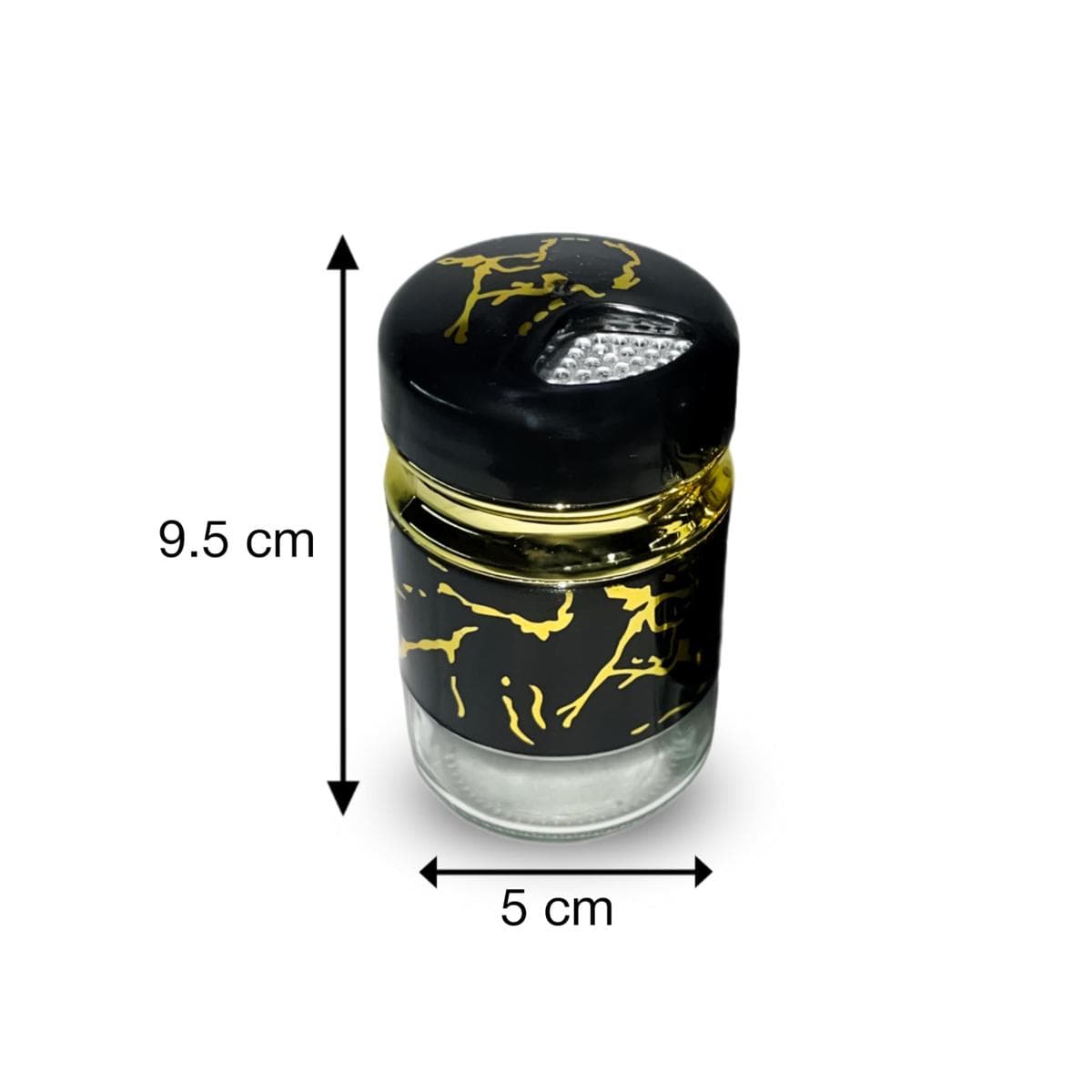 Glass Spice Jar, Black Gold-Marble 2