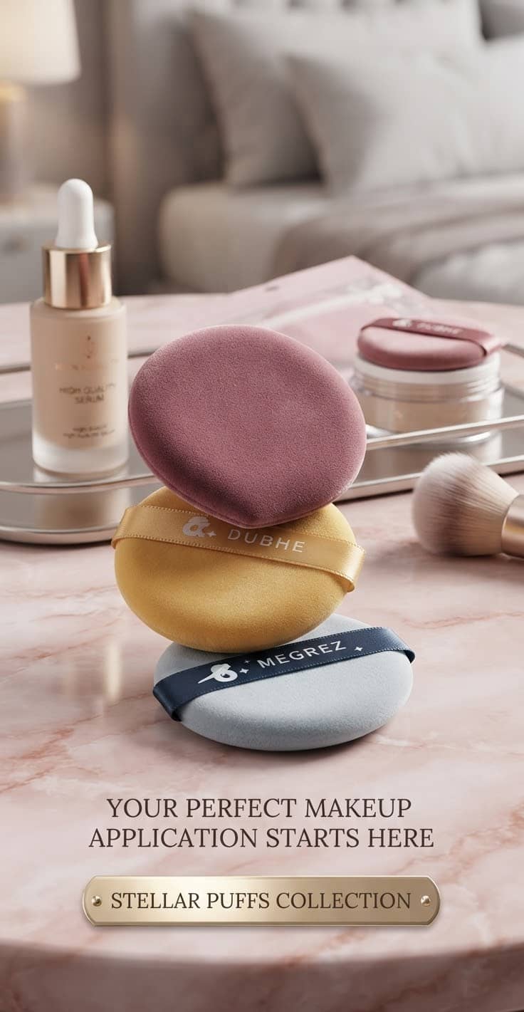Powder Puff Sponge Set, 3 pcs, Purple, Yellow, Light Blue, 394-12 2