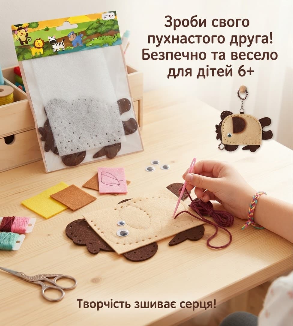 Набір для творчості брелок тваринка з фетру мавпа 6+ 2