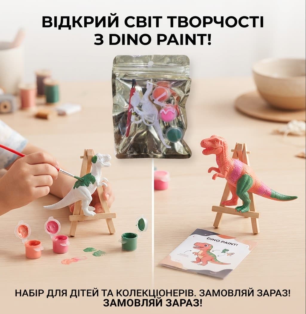 Набір для творчості JQ7724 гіпсові фігури динозавр тірекс 3