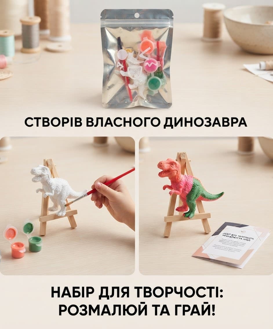 Набір для творчості JQ7724 гіпсові фігури динозавр велоцираптор 2