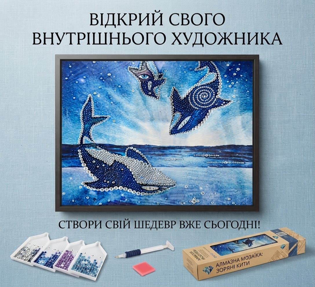 Набір для творчості картина +алмазка перли 30х30 касатка 2