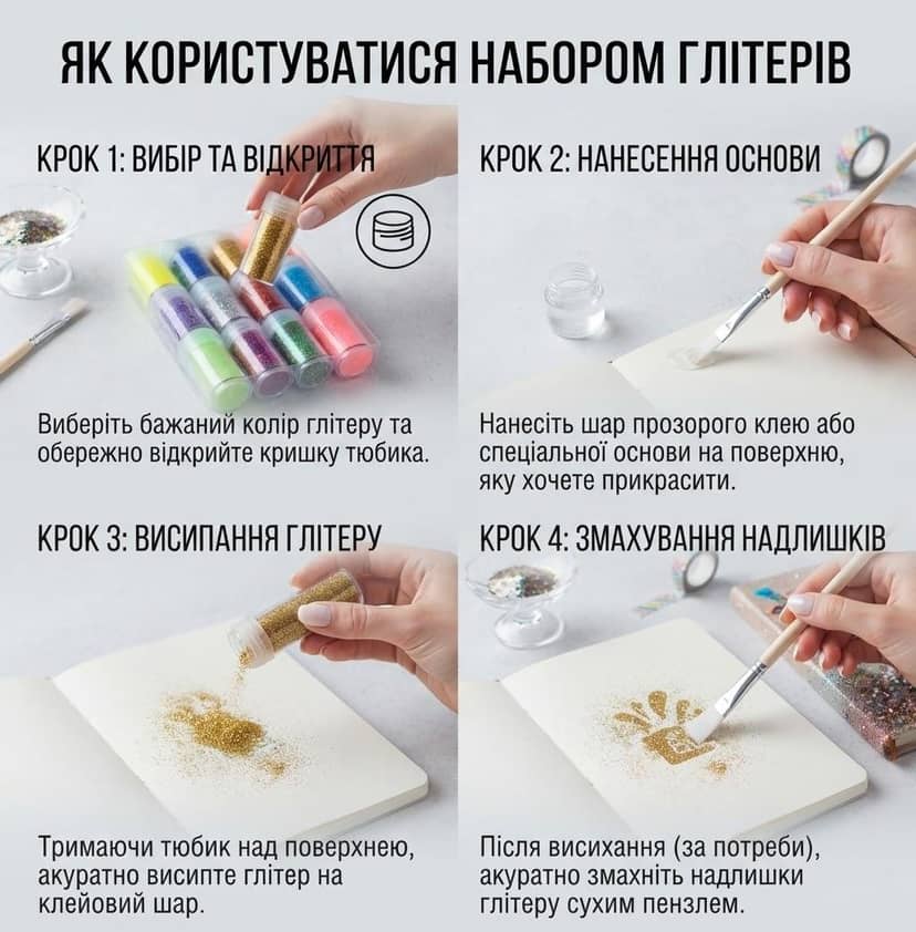 Набір глітеру 12 баночок кольорові 2