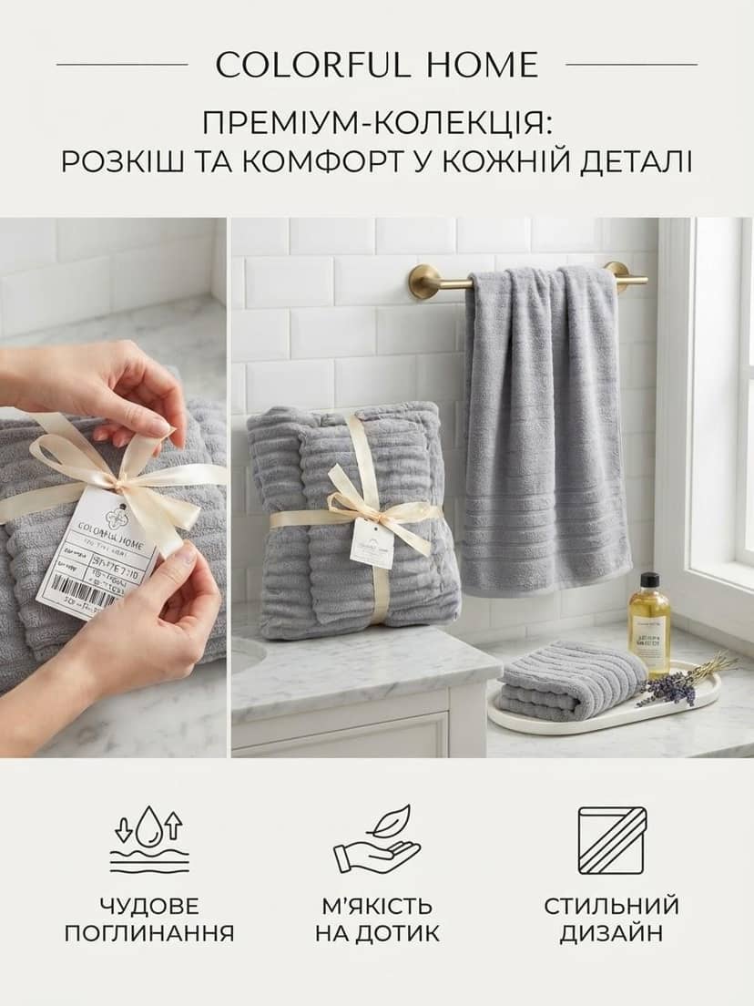 Набор махровых полотенец баня + кухня 502-176 серый 2
