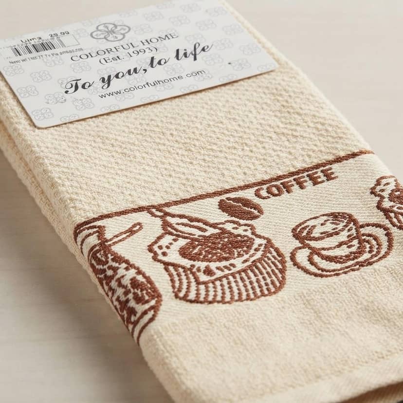 Набор полотенец 2шт 40x60 желтого цвета с оранжевым рисунком 4