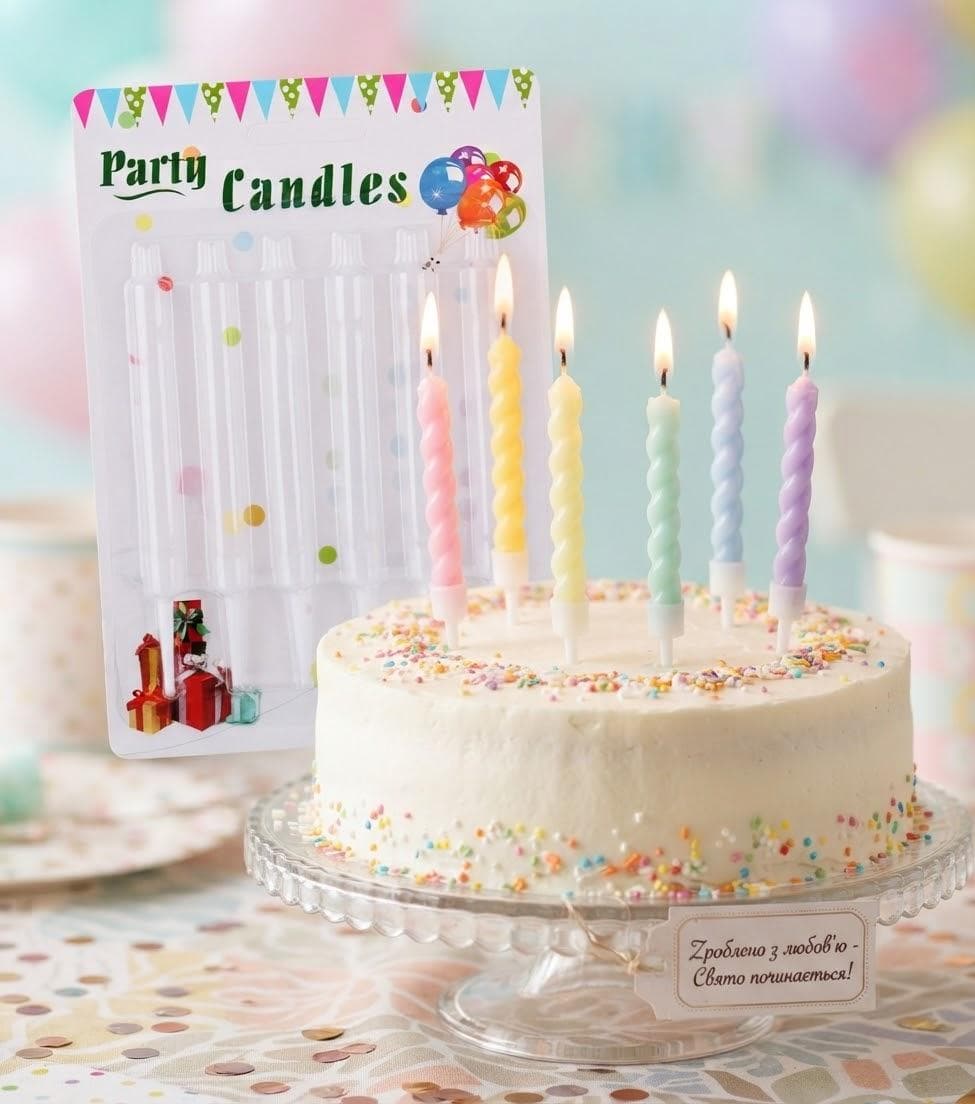 Twisted Candle Set 6 pcs Pastel Colors 3