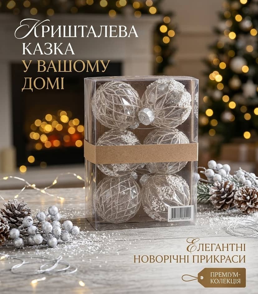 Набір ялинкових куль 8см 6шт в коробці 3