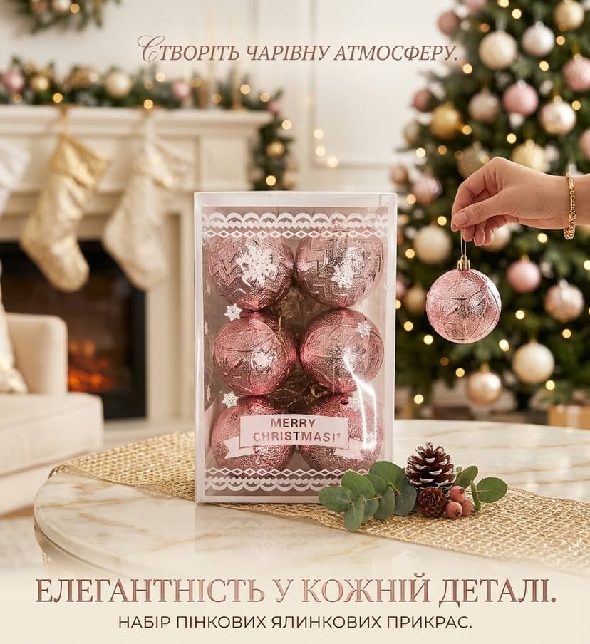 Набір ялинкових куль пласт короб 12шт 2
