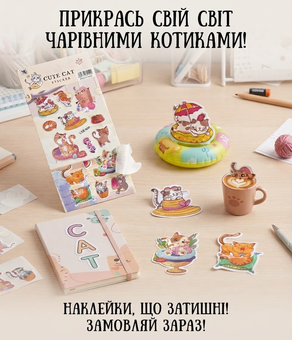Наліпки мікс 43-14 киці руді 3