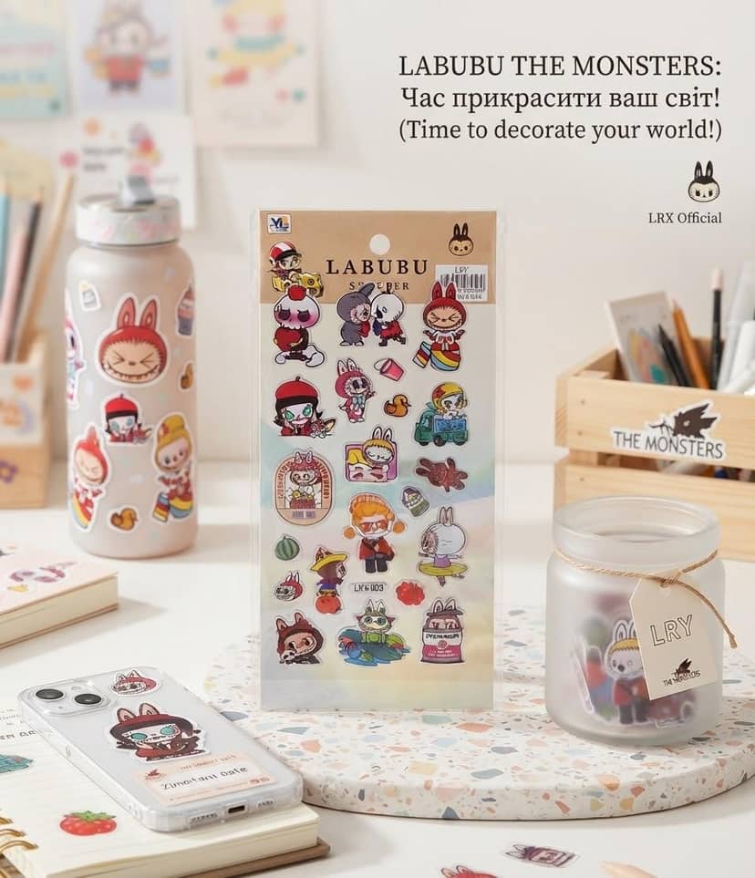 Наліпки мікс 43-14 лабубу з їжею 3