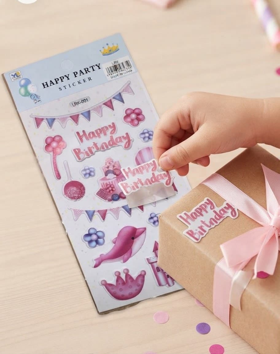 Наліпки мікс 43-14 рожеві Happy birthday 2
