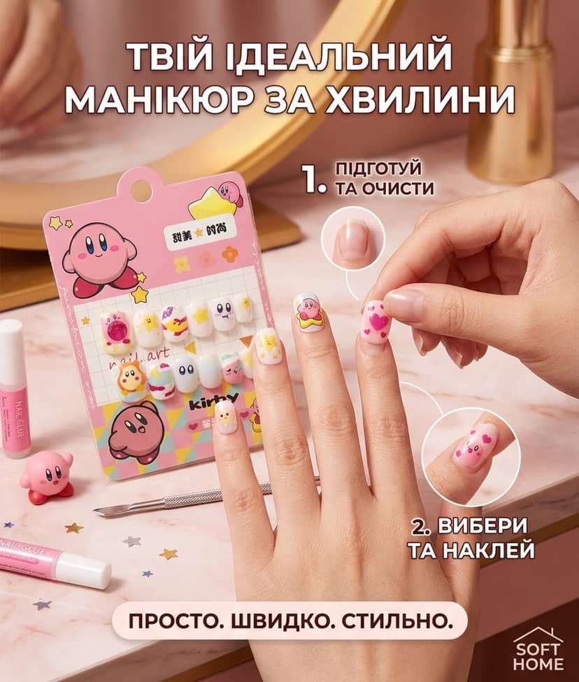 Наліпки нігті ТО рожеві 2