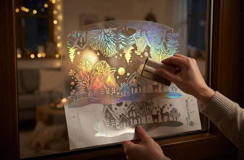 Holographic Silver New Year Stickers 19x31 2