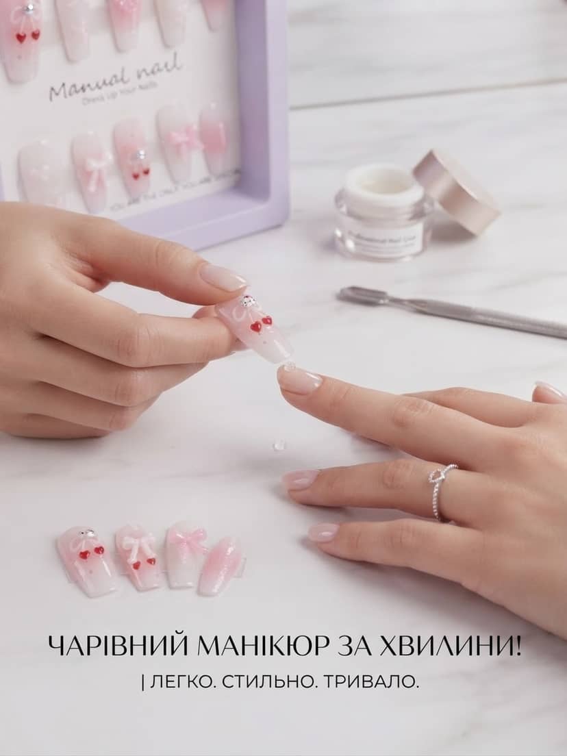 Нігті накладні підліткові декоративні білі 44-4 3