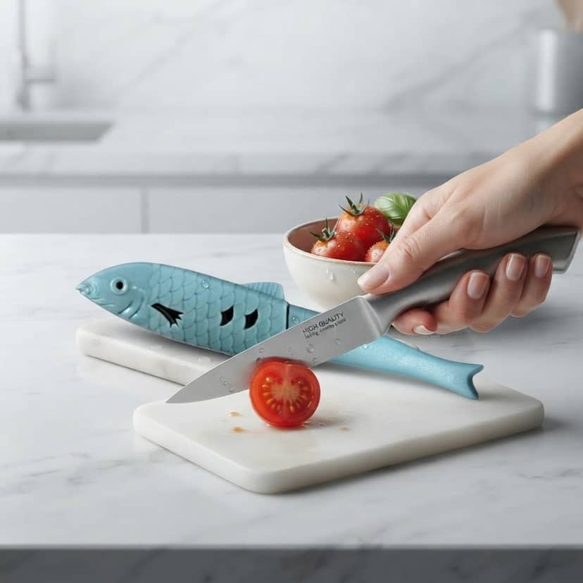 Fish-Shaped Kitchen Knife with Sheath 3