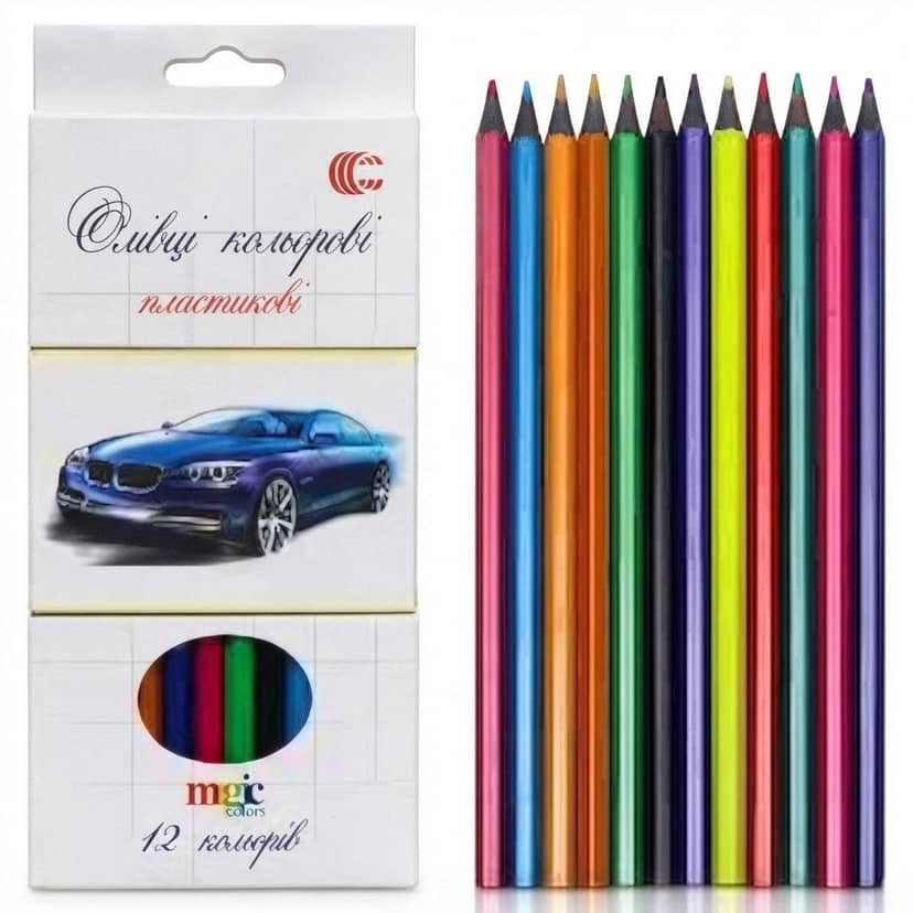 Colored Pencils 12 Colors WN 555-12 with Car Design 3