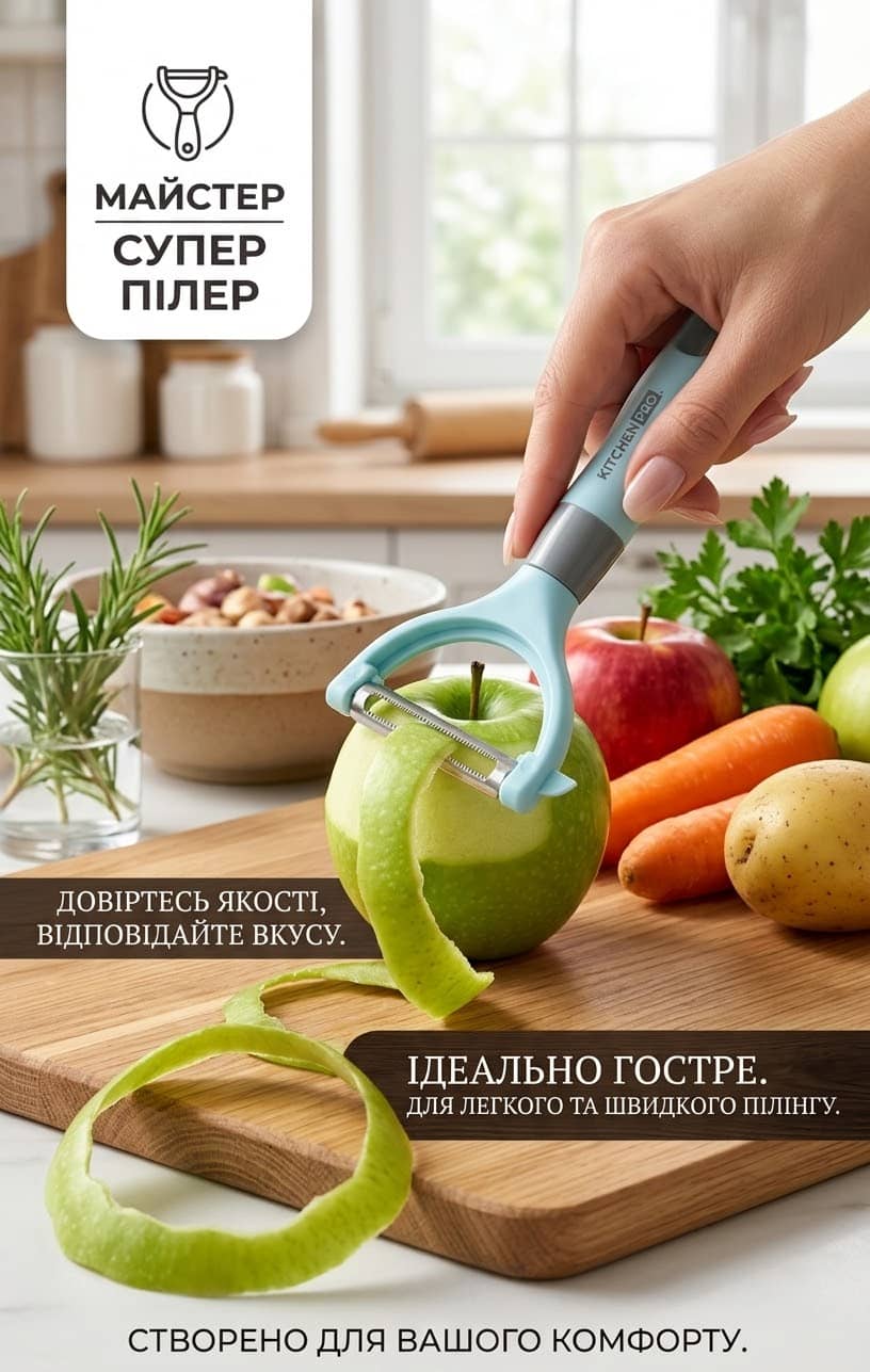 Овочечистка пласт кольор 14,5х7см блакитна 2