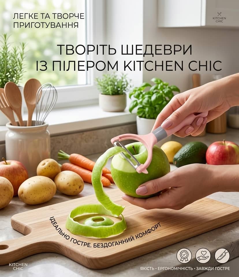 Овочечистка пласт кольор 14.5х7см рожева 3